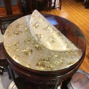 Gold Leaf Crystal Round Lazy Susan Turntable