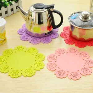 Stainless Steel Kettle with Lace Floral Placemats