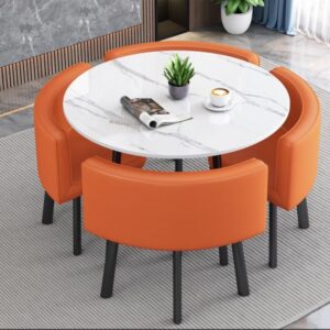 Round Upholstered Ottoman Storage Coffee Table
