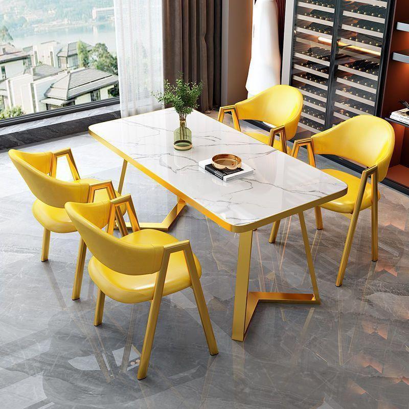 Yellow Accent Modern 6-Seat Dining Room Set